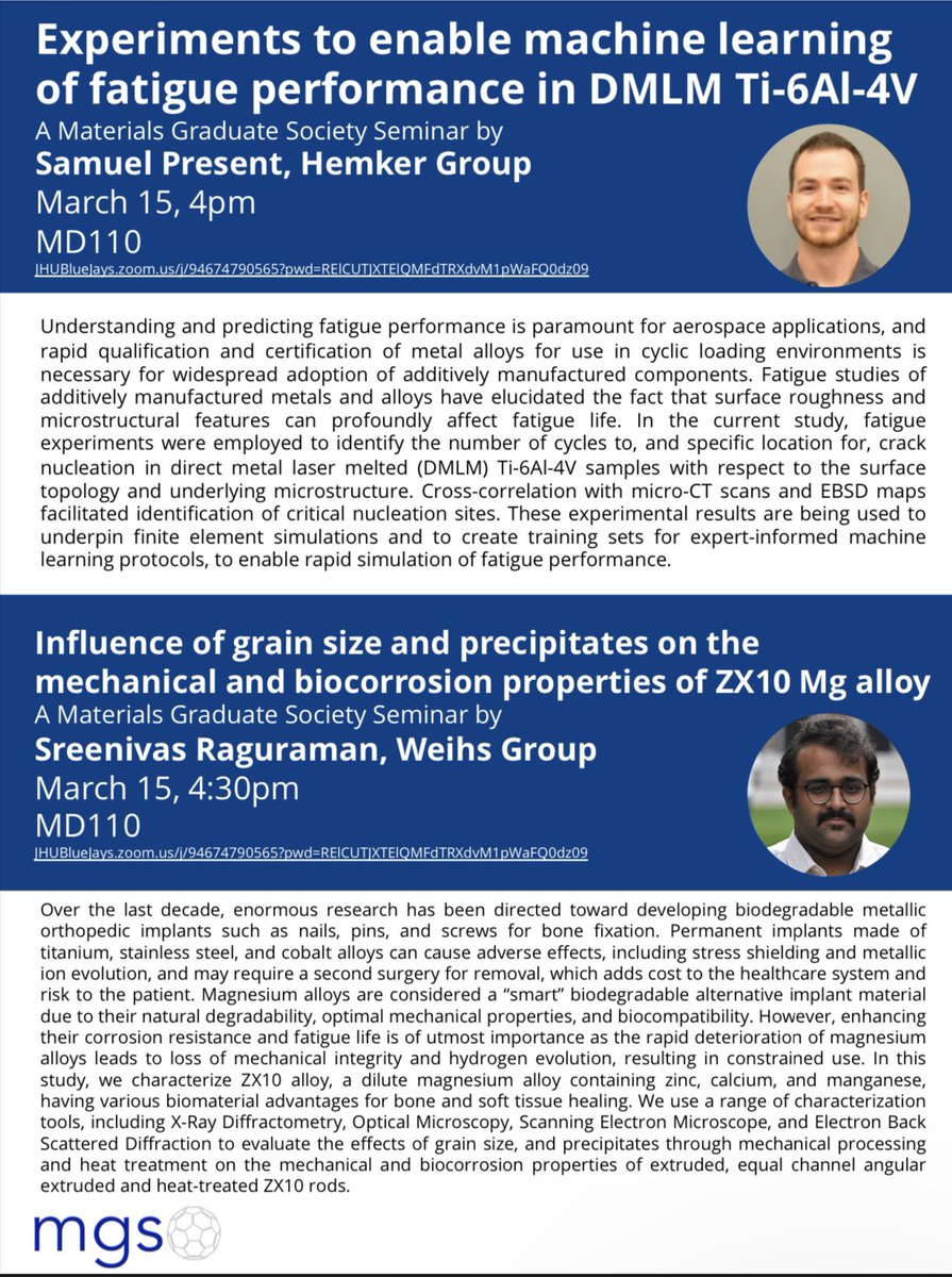 JHUMGS's tweet photo. Join us in MD Hall 110 tomorrow at 4:00pm for the next installment in our student seminar series! https://t.co/8HvZ8rXOOs