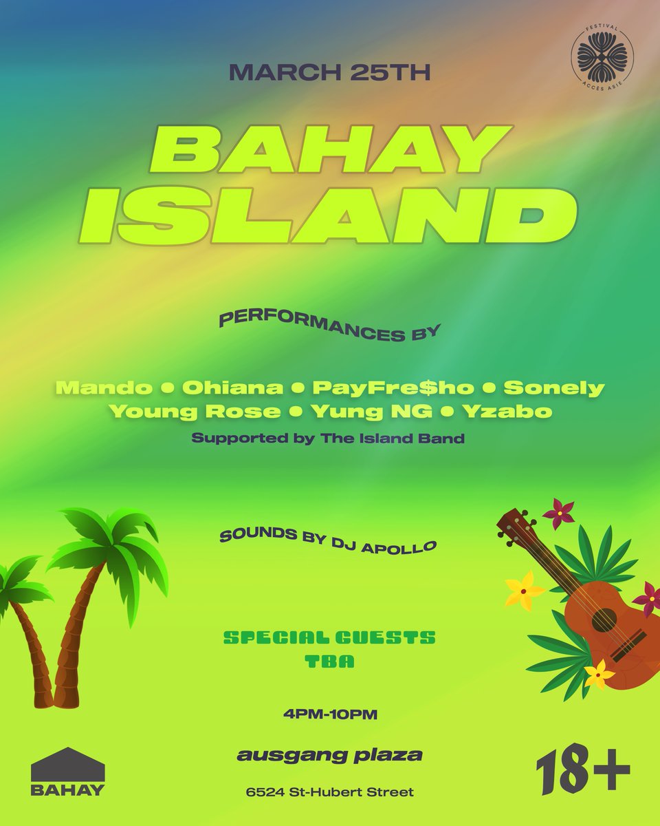 Bahay Island Artist Line Up is Out 🌴 March 25th, 2023 4pm-10pm