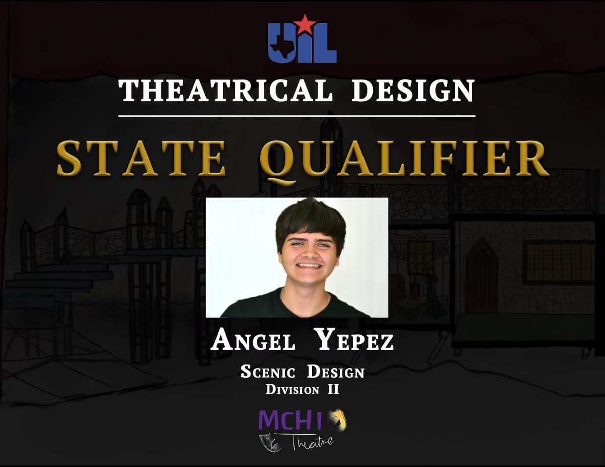 mchitheatre's tweet image. Congratulations to our UIL Theatrical Design students who are STATE BOUND!

Group Design- Andre Rodriguez, Catherine Garza, Mason Ousley, Ximena Plata

Scenic Design- Catherine Garza

Scenic Design- Angel Yepez

Marketing Design- Jaden Hernandez

@McHiPride @mcallenfinearts