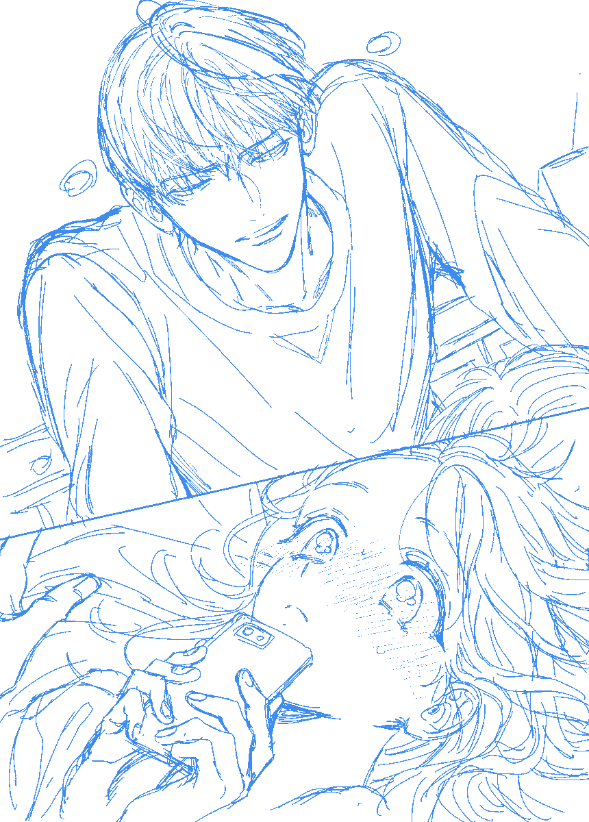 ネーム→下書き→ペン入れ→完成 