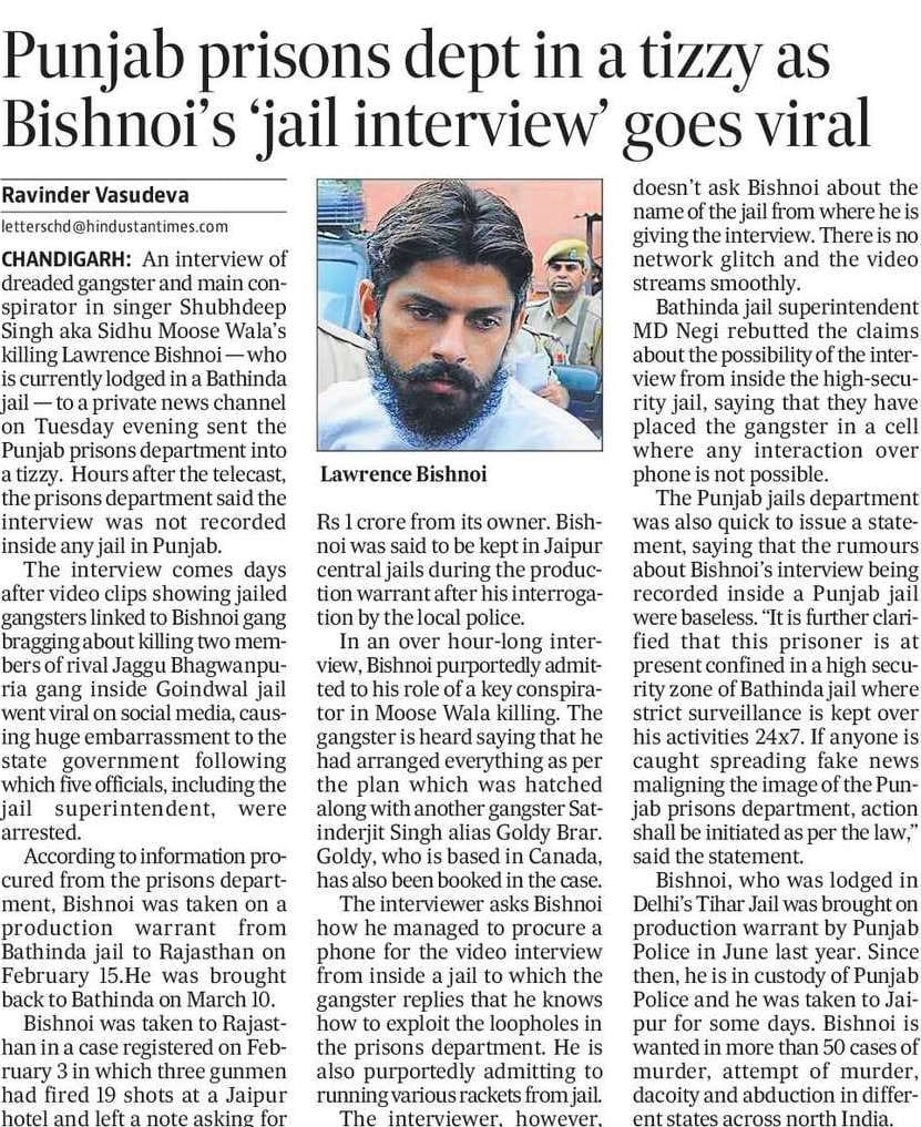 SukhpalKhaira's tweet photo. The @BhagwantMann govt instead of taking strict actions against gangsters is trying to muzzle voice of media,opposition &amp; people by issuing threats of action for asking questions about the purported in jail interview of Bishnoi. Govt should clarify where was he interviewed taken? https://t.co/98mcdW0BMk