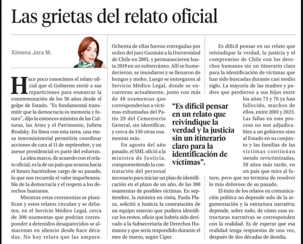Hay más de 350 osamentas sin investigar. Podrían ser nuestrxs compañerxs, hijos e hijas de nuestras compañeras, madres de detenidxs desaparecidxs que han luchado por saber qué pasó con sus seres queridos
