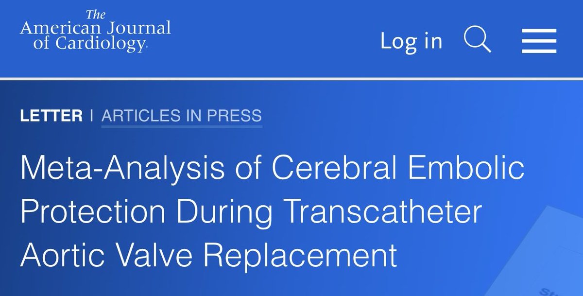 🔥Hot off press! Check out our published #AJC📝& presented #ACC23 by @al_abdouh. Do cerebral embolic protection devices (CEPD)⬇️risk of stroke in #TAVR❓ ✅Meta-analysis of 7 RCTs (3,835 TAVR pts) ✅#CEPD didn't decrease stroke or💀 🧵Results below⬇️ #CardioTwitter #MedTwitter