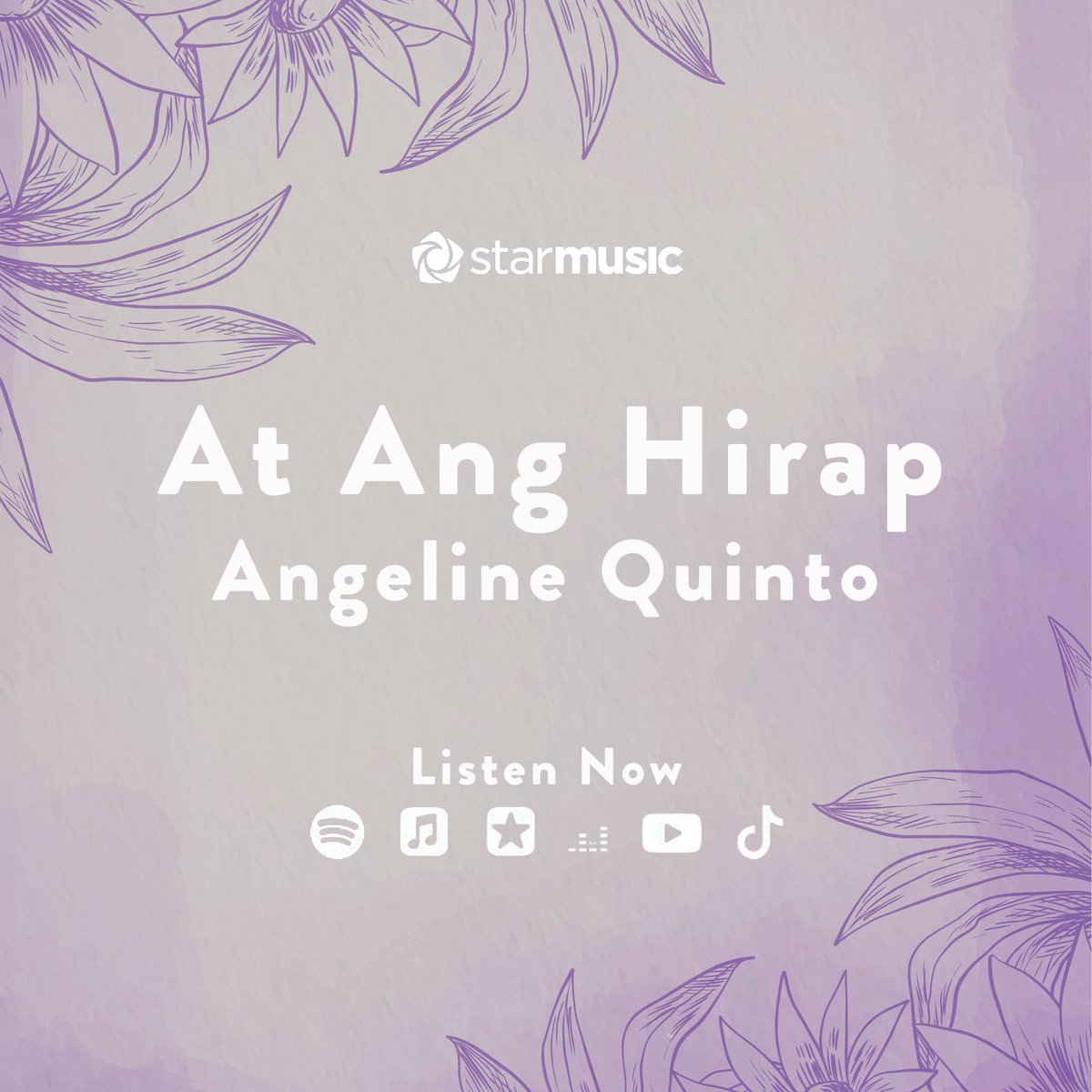 StarMusicPH's tweet photo. Magpapanggap pa ba ako na ako ay masaya? 🥺 Kaya natin 'to this hump day, Kapamilya! Damayan tayo with @LoveAQuinto's 'At Ang Hirap' 🤗💜

STREAM here: 🔗 https://t.co/pvGDliWXcs

#AngelineQuinto #AtAngHirap #WomensMonth https://t.co/lZ5JFjsqJJ
