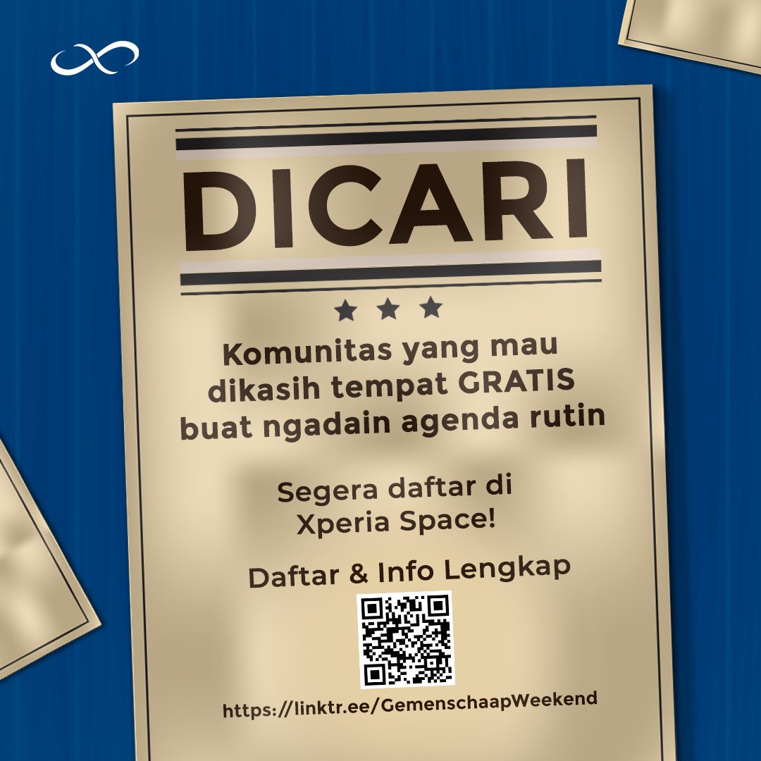 xperia_space's tweet image. [CALLING ALL COMMUNITY]

Bayangin deh gimana serunya kalo komunitasmu bisa ngadain agenda rutin di hari Sabtu atau Minggu secara GRATIS😎

Jangan kelamaan mikir, daftar sekarang juga!🔥

#XperiaSpace #CollaborativeSpace