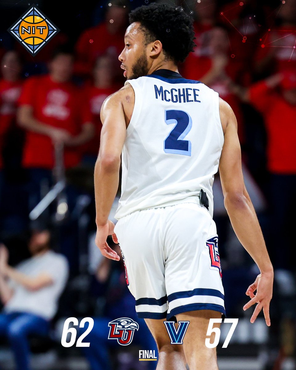 ASUN_MBB's tweet photo. Darius McGhee scores 2⃣6⃣ to help @LibertyMBB_ take down Villanova and advance to the NIT Second Round‼️

The @LibertyFlames face either Wisconsin or Bradley this weekend💯

#ASUNMBB | #RiseWithUs🔥 https://t.co/txAEVKH6tx
