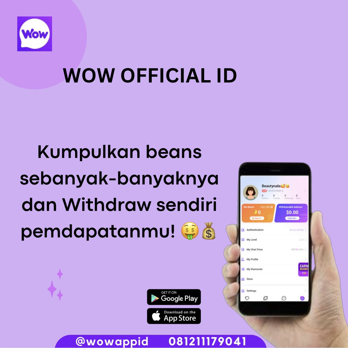 himoliveofc's tweet photo. Beansmu uda berapani?
Host Official Aplikasi Wow Video Chat
Gaji 50K -1Jt perhari, WD sendiri setiap hari
Gratis tidak dipungut biaya
#wowindonesia #wowvideo #wowappid 
#kerjadarirumah 
#hostaplikasilive #videochat #livu #videochat #chamet #hostlive #loker #lokerwfh #lokerremote https://t.co/csRhu7pq1z
