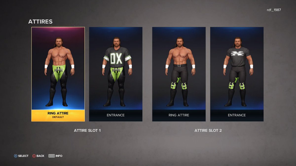 DX Attires for HHH HBK X-PAC for #WWE2K23 
Hashtags are 
Wrestlers name
DGenerationX
RDF1987