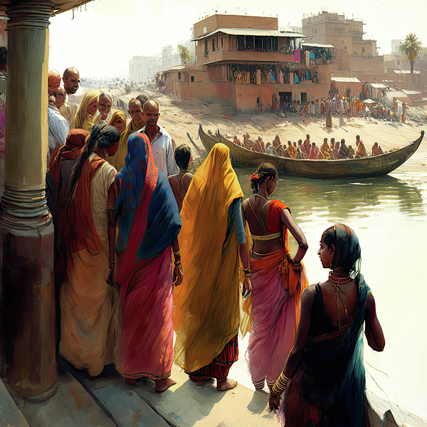 New artwork for sale! - 'Crowd of pilgrims Ganges ghats Varanasi, India - generative AI #BuyIntoArt' - fineartamerica.com/featured/crowd… @fineartamerica