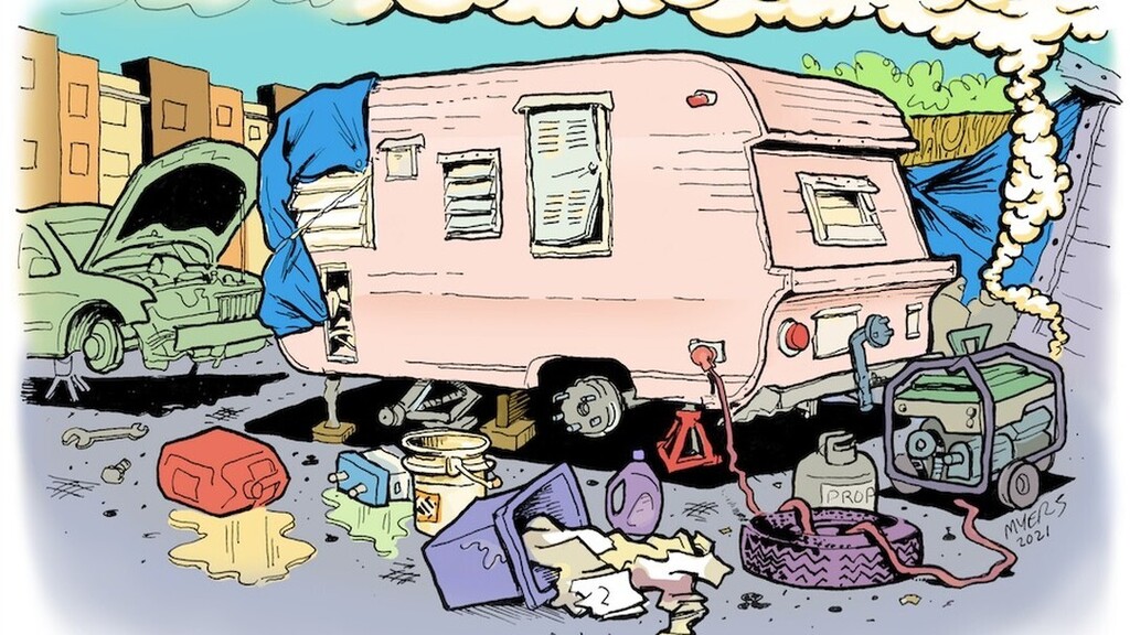 bayviewhillsf's tweet photo. Candlestick Night Market &amp; Chop Shop: Today we are sharing an illustration by a local Bayview artist highlighting the persistent state of growing RVs near Gilman park and Gilman Street with concerns about growing pollution, trash, fire, safety, etc., sin… https://t.co/1jLtzJlIZO https://t.co/t4NvFTnEmy