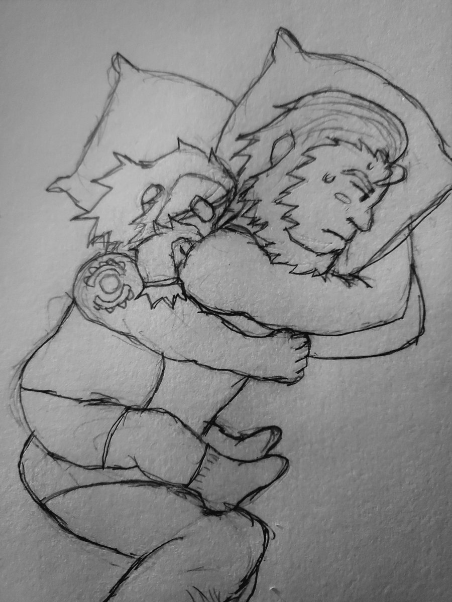 yoshi12370's tweet photo. Torbjorn likes to be the big spoon so he can grope Reinhardt's big chest. Rein isn't as enthusiastic about being little spoon tho #torbhardt https://t.co/MiP0PBn0bF