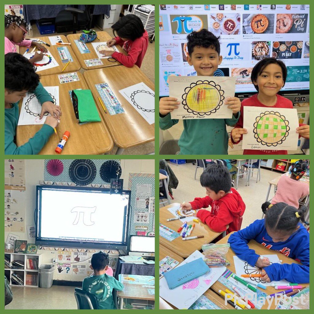Today Park students celebrated Pi Day, 3.14, by watching informational videos, making pi day crafts, and reciting as many numbers of pi that they could. Some students completed an activity to find the circumference and diameter by measuring different circular objects. #piDay2023