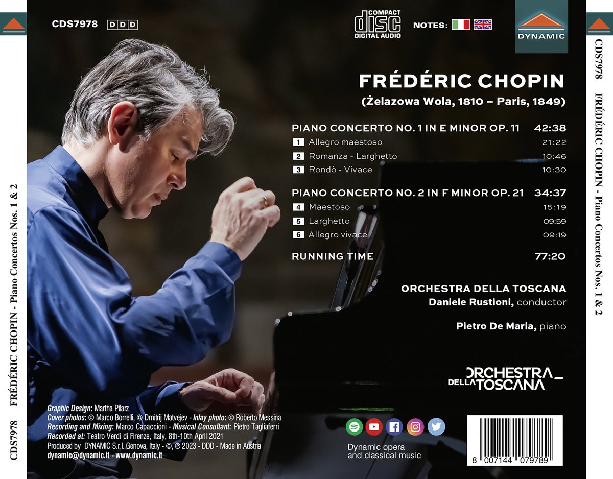 OperaDynamic's tweet image. 🌟New Release alert🌟
The new album of #Chopin’s #Piano Concertos, featuring pianist Pietro de Maria, will be available across streaming services and digital platforms this Friday, March 17th. 
💿 Pre-order now: Naxos.lnk.to/CDS7978FA!Dyna…
📷 Photo credit: Dmitrij Matvejev
