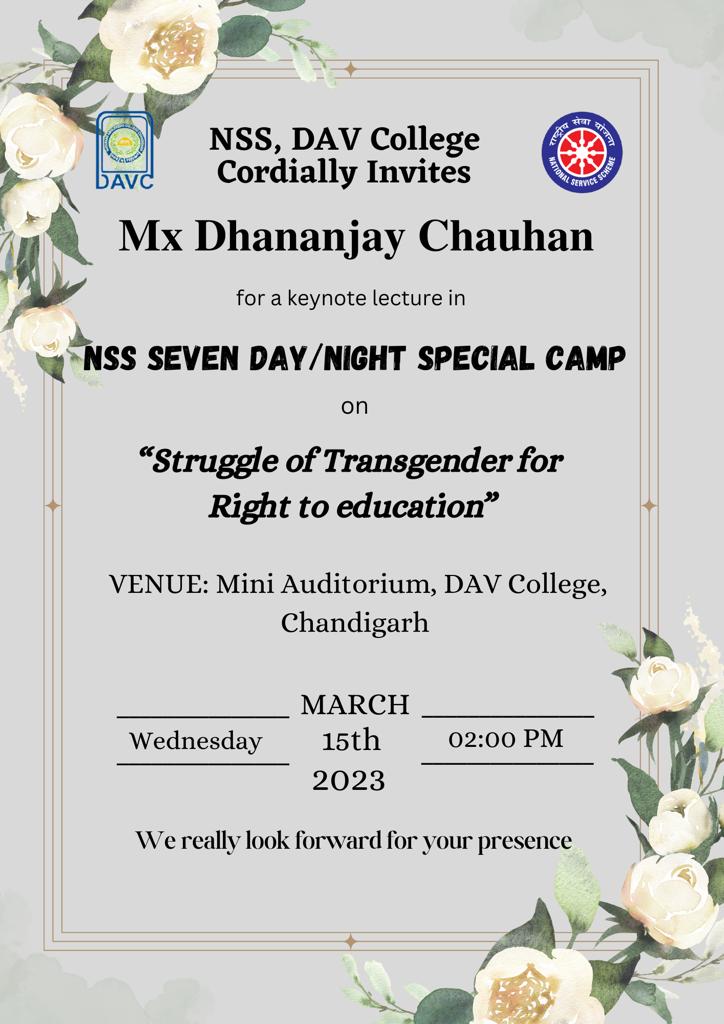 Thank you DAV Management for inviting me on  15th March in DAV College Chandigarh for lecture
@VPIndia @OfficialPU @GovernorPunjab0 @ssputchandigarh @Patrick__Hebert @AdvManinderjit @JPNadda @MCChandigarh @FierteMtpPride @belgradepride @PrideInLondon @UKinChandigarh @InterPride