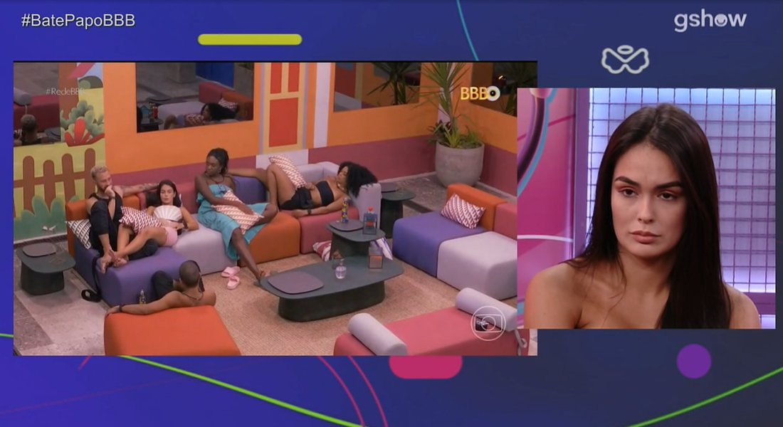 Larissa assistiu o VT em que ela e o Fred tentam firmar uma aliança com o trio do quarto oceano. Larissa negou que tenha sido um acordo. #BBB23