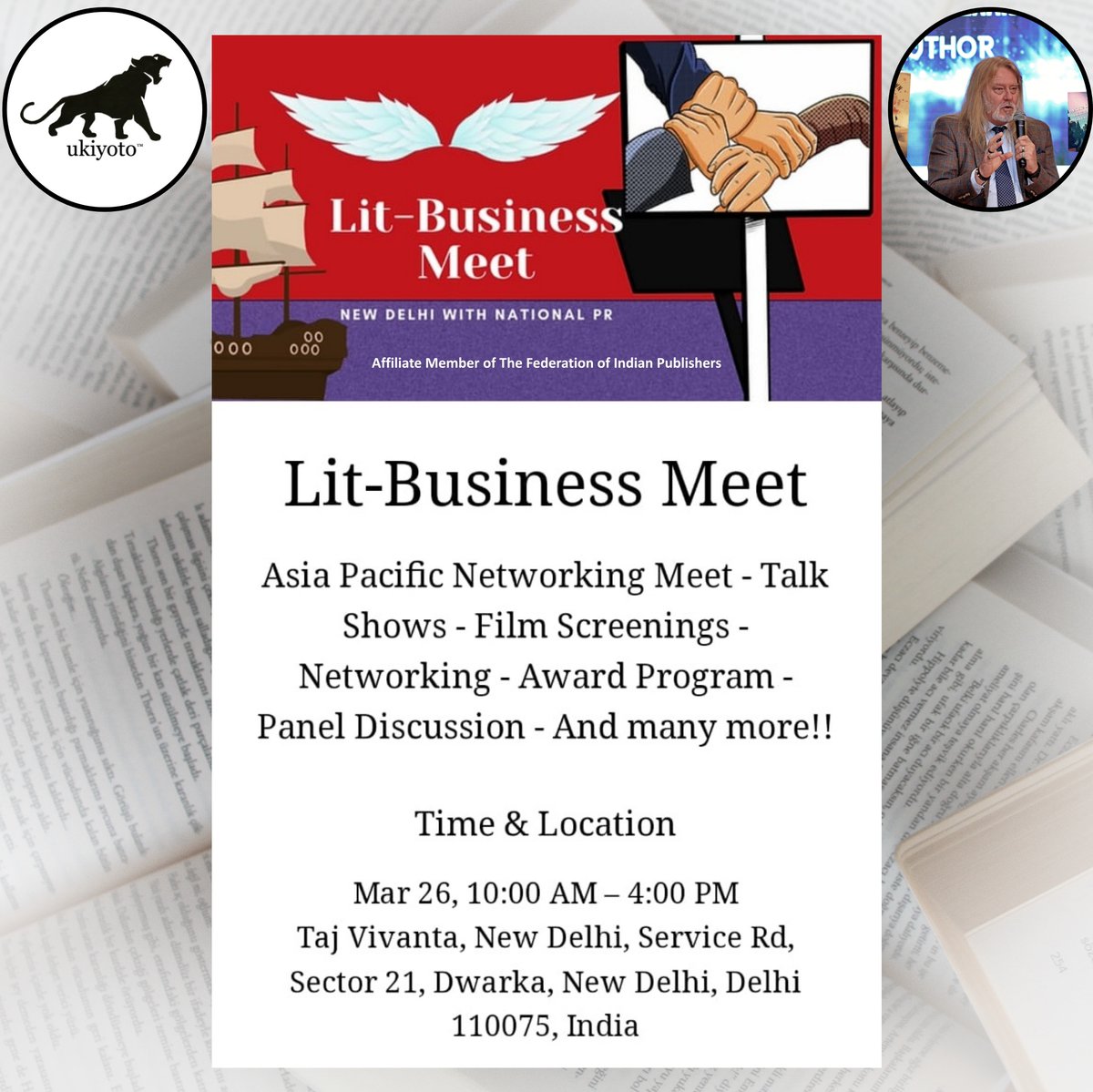 sir_wordsmith's tweet photo. I am very appreciative to have been invited to speak at the upcoming Ukiyoto Publishing Asia Pacific Networking Meet in Delhi.
#authors #writingseminars #authornetworking #writersmeet #publishingindustry #literaryevent #booktalk https://t.co/DDG2FFmvTe