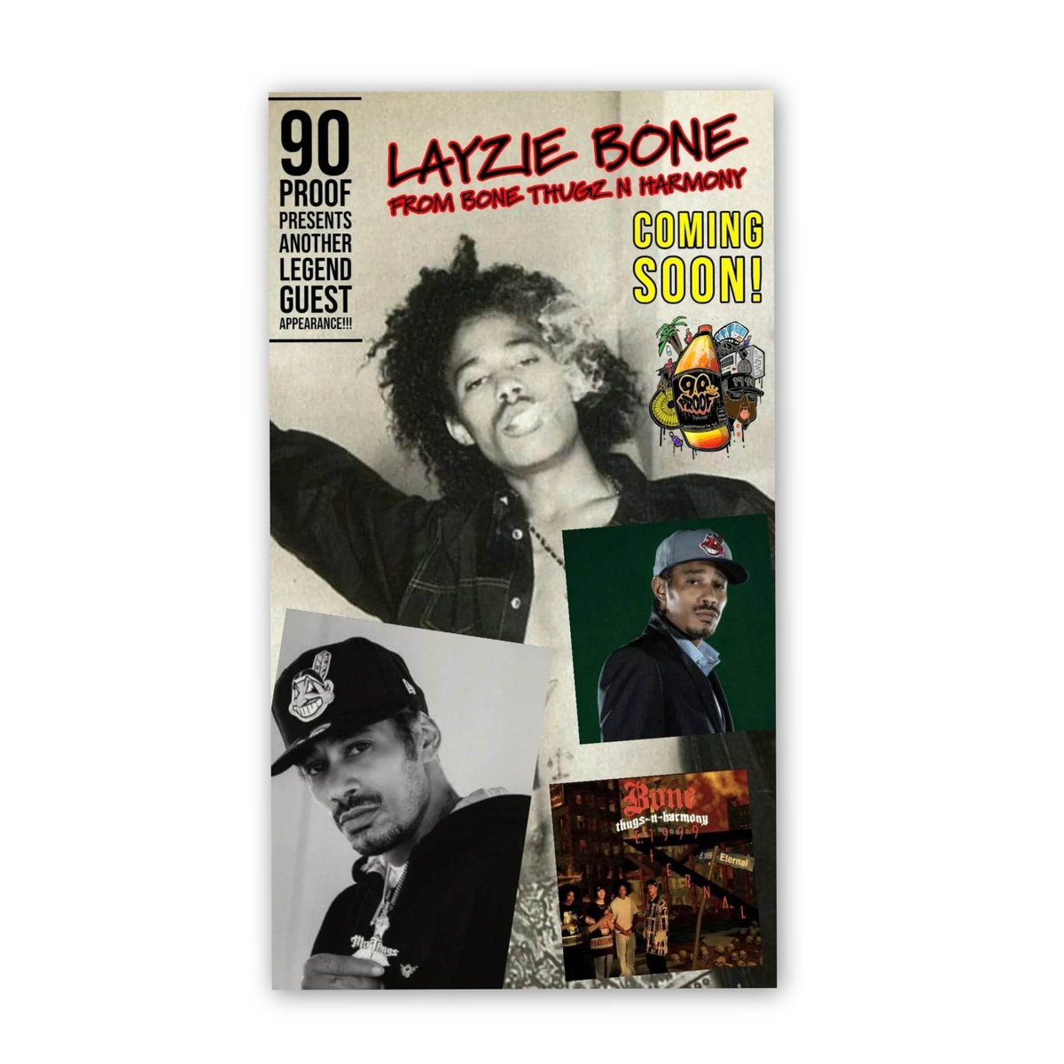 90proofpodcasts's tweet photo. Stay tuned for our next legend guest appearance..Layzie Bone!!!

#BONE #bonethugsnharmony #layziebone #1990s #90Proof https://t.co/KkaR5sIlvJ