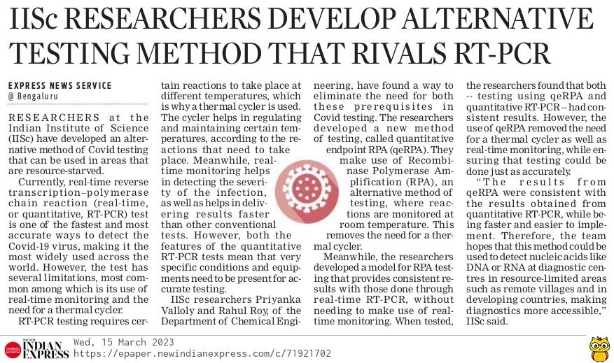 DrSudhakar_'s tweet photo. Kudos to our researchers at the IISc on this path-breaking work. The role of continuous research is vital in making healthcare affordable and accessible and @iiscbangalore is always at the forefront in developing affordable soultions to emerging public health challenges. https://t.co/NNjm9ubkVZ
