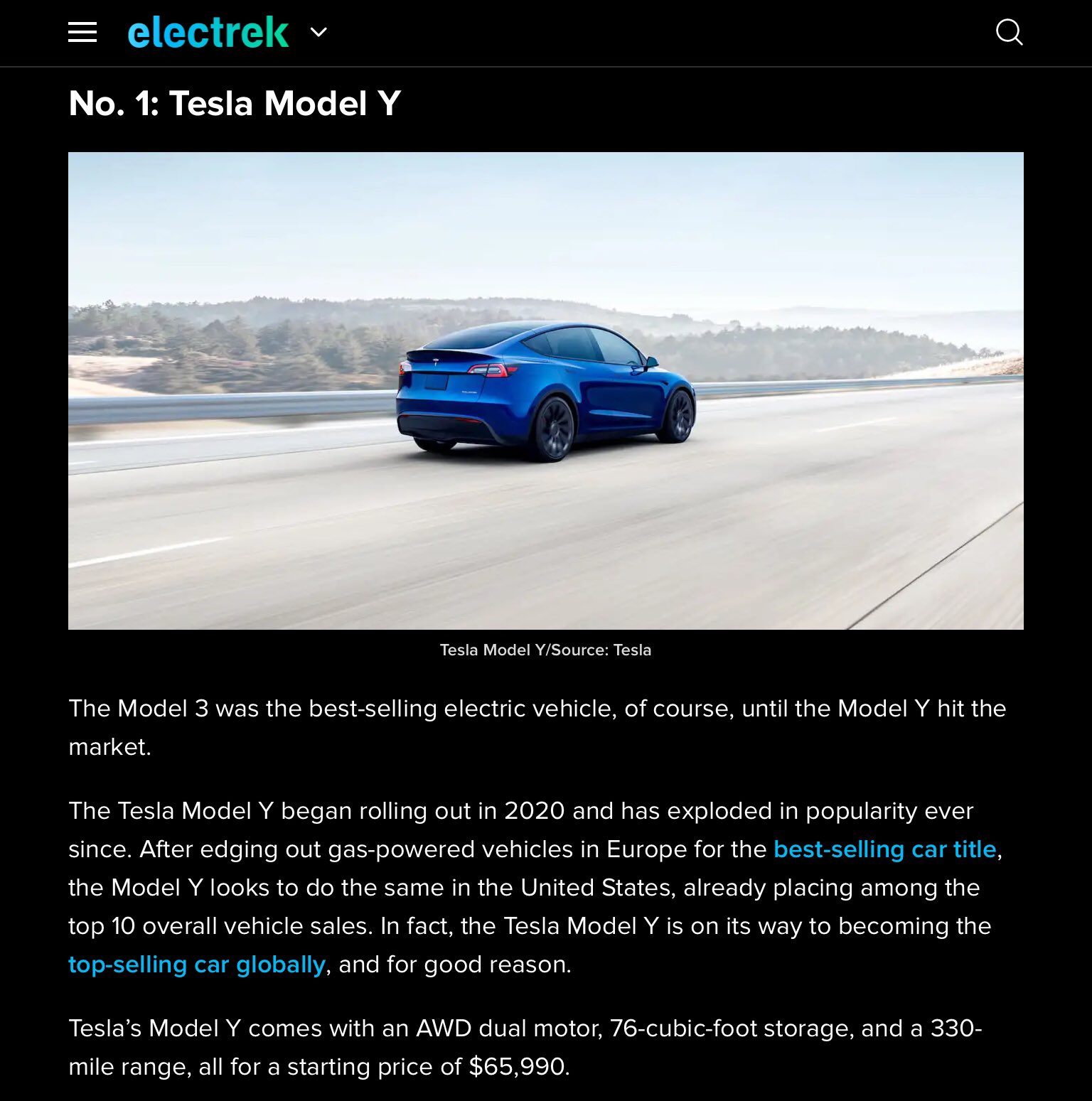 Tesla Model Y is Electrek's vehicle of the year