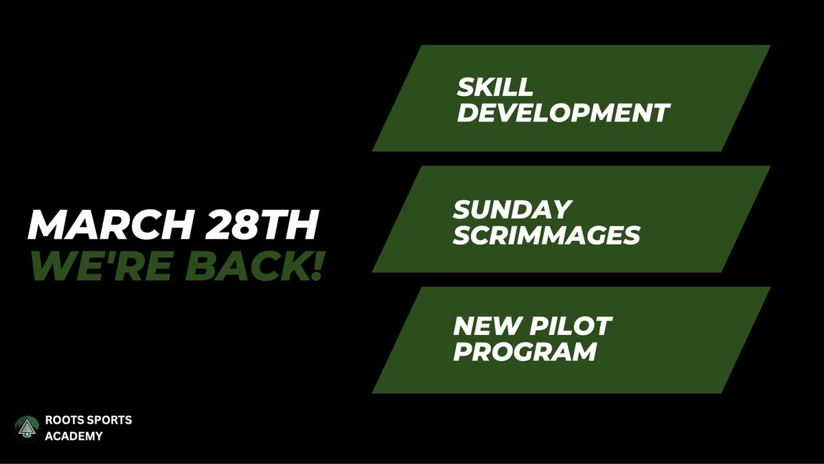 Our next Skill Development &amp; Scrimmage Program starts March 28th!!

**Also learn about our new pilot program we’re offering!

Click the link below to find out more information! 

rootsacademy.teamsportsadmin.com/events/details…