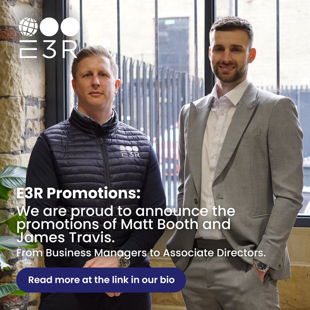E3Recruitment's tweet image. We are thrilled to announce the much-deserved promotions of Matthew Booth and James Travis to Associate Directors at E3 Recruitment. Their promotions are a true reflection of the hard work and dedication they have both shown to make E3R what it is today
 
 #AssociateDirectors
