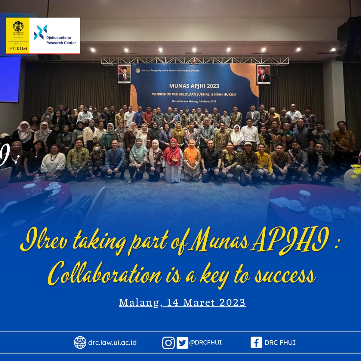 DRCFHUI's tweet image. Tim Editorial ILREV, Leony Sondang Suryani, S.H., M.H. Menghadiri Musyawarah Nasional (Munas) Assosiasi Pengelola Jurnal Hukum se-Indonesia (APJHI) 2023 dan Workshop Pengelolaan Jurnal Ilmiah Hukum.
