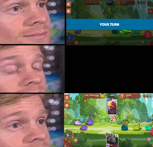 AkocjL's tweet photo. playing @AxieInfinity blitz 

*blink* then sunddenly countdown timer appears 
random clicking intensify

#AxieOrigins #AxieCreator https://t.co/RSgiC2P4Xz