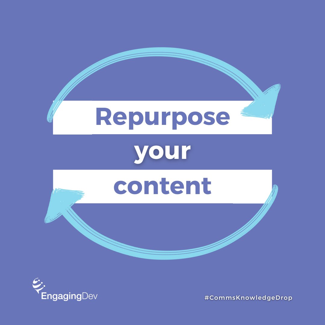 EngagingDev's tweet image. Before creating new #content, take some time to consider how your past content could be repurposed! Work smarter not harder!

🧵 See the thread for some suggestions

#CommsKnowledgeDrop #EngagingDev