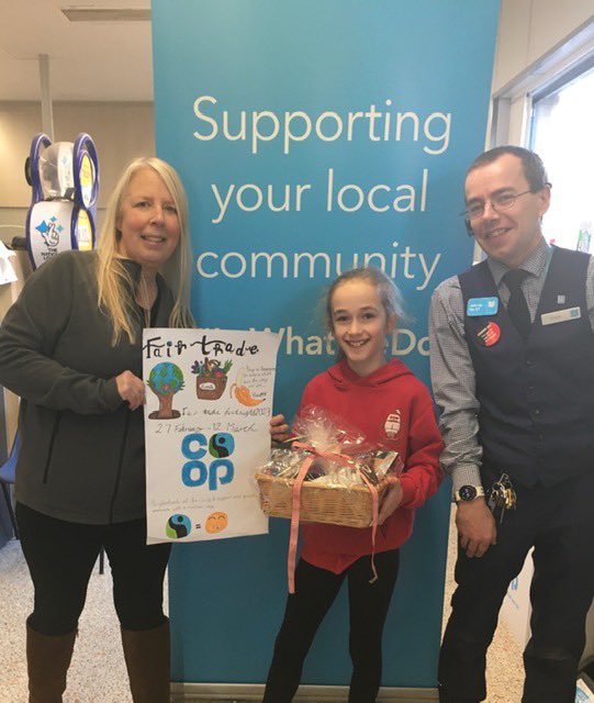 Well done to everyone who entered the Co Op fair trade poster competition..and congratulations to our winner… who received a fabulous fair trade chocolate hamper.. all entries are on display in the Co-op Holbury 🎉
