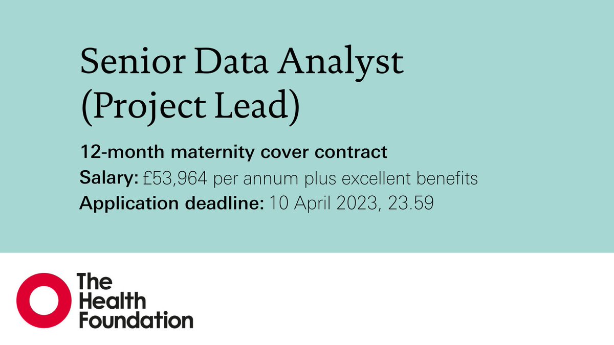 We're looking for a new Senior Data Analyst (Project Lead) on a 12-month contract.

This is a superb opportunity for an experienced data analyst to join an analytical team working to address key challenges in health and care.

Apply by 10 April 2023 🔽
lde.tbe.taleo.net/lde01/ats/care…
