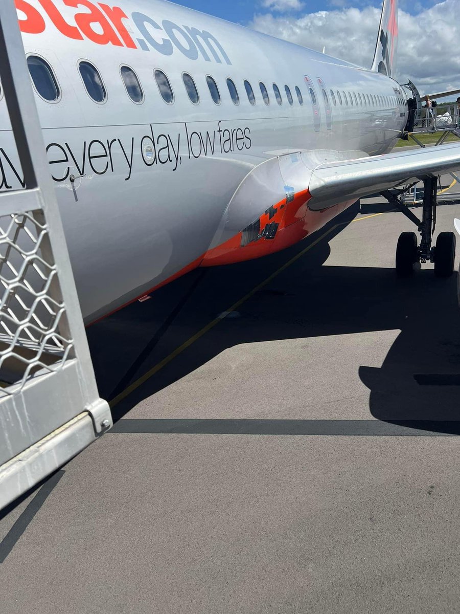 AMcCann95's tweet photo. Duct tape on a #Jetstar plane 👁️👄👁️ @ other airlines… is this normal? https://t.co/HttH9LIHyn