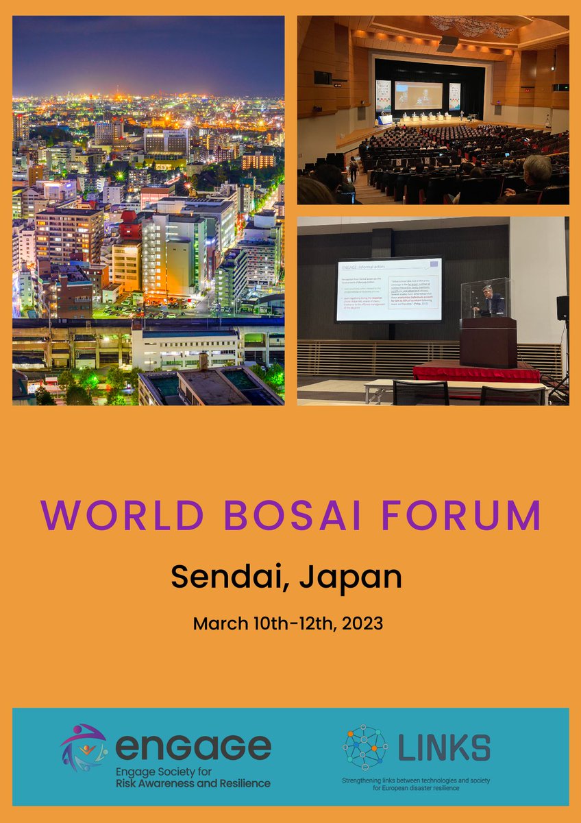 EngageH2020's tweet photo. Last weekend, ENGAGE and our sister project, @LINKS_EUProject, gave presentations at the #WorldBOSAIForum in Sendai, Japan. https://t.co/qfzXyi314K