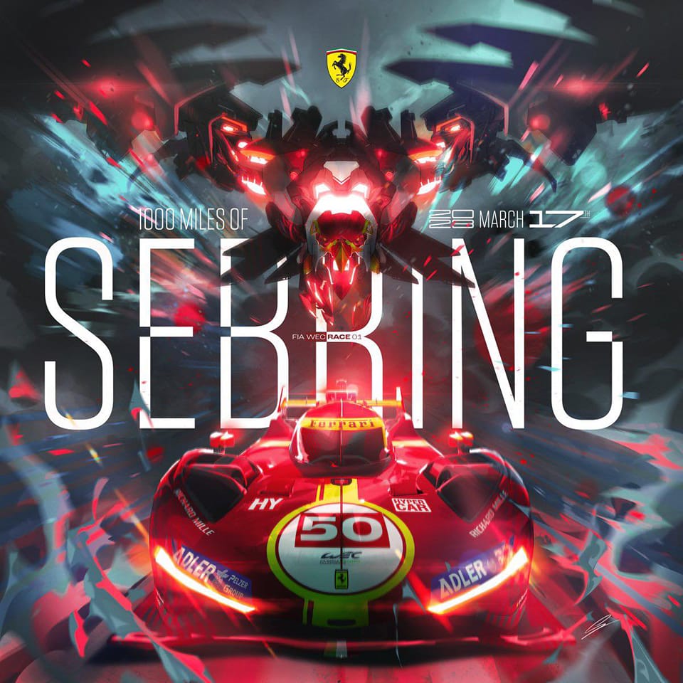 Wanooo's tweet photo. Sur répondeur dès 17h vendredi! Don't call me after 5pm on friday! @FerrariRaces @AFCorse @sebringraceway @FIAWEC #FerrariIsBack #hypercar https://t.co/0tgRLuNzoI