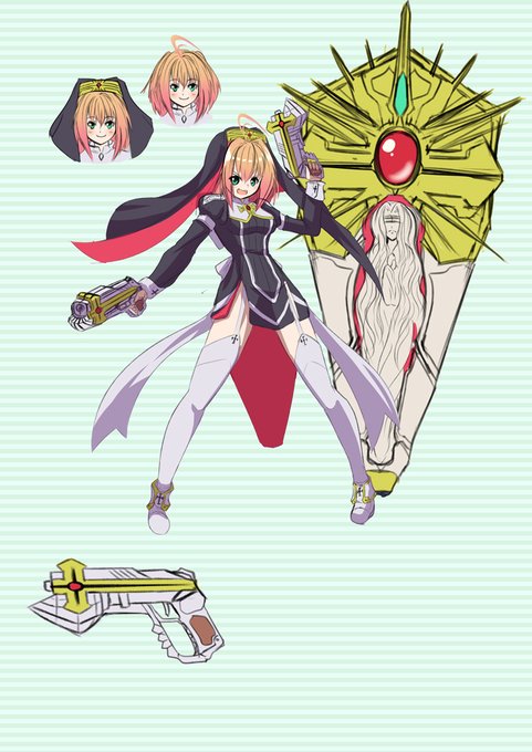 以前描いたこの子をリファイン。祓魔少女シャルロットちゃんに影響を受けて同僚にこんな子居たらなーなどと妄想。普段は生意気盛りだがシャルロットちゃんの事が大好きでよく纏わり付いてくる(非公式二丁1対の拳銃型聖装「ジェミニア」と大量の重火器が仕込まれた携帯祭壇で悪魔を祓う。 