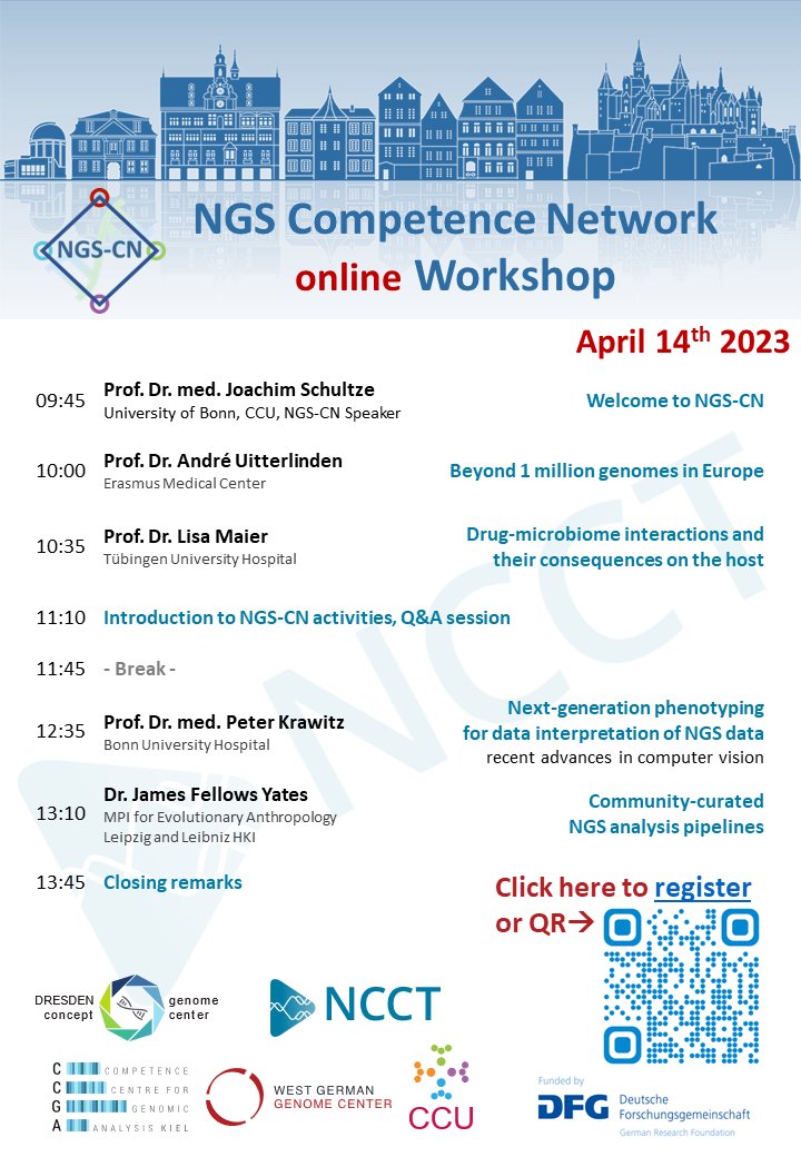 ⚠ Save the date 🔜  the hybrid part of the annual 
@NGSCN1 genomics Workshop is on April 14th!

💡 Register &amp; join us online: QR or Link 🔽
#ngscn #ngscnwebinars #nextgenerationsequencing #genomics