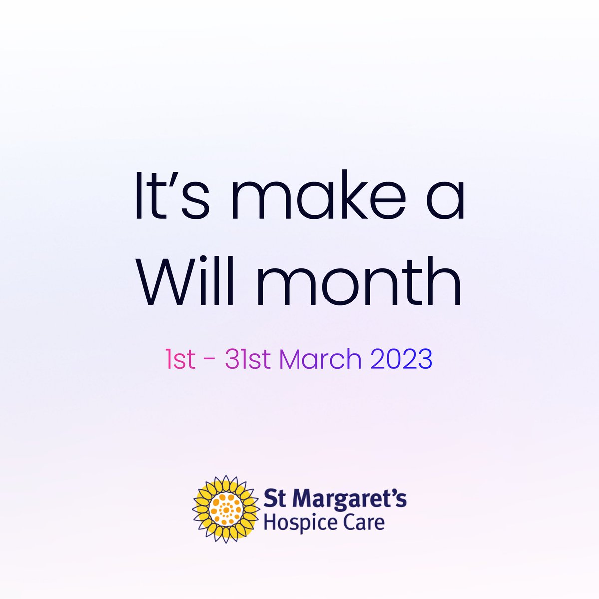 It’s ‘make a Will’ month. Our charity of the year St. Margaret’s Hospice has teamed up with solicitors willing to waive their fee for a basic Will until 31st Mar 23. If you can, make a voluntary donation to St. Margaret’s Hospice instead. 

buff.ly/3JDyBko 

#Charity