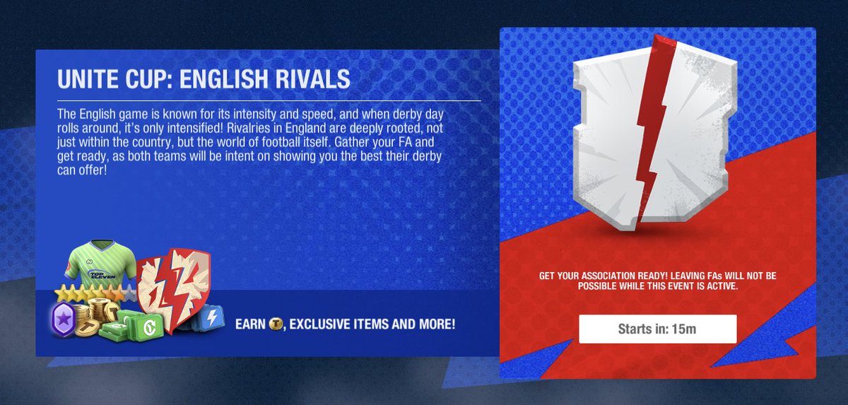 Unite Cup: English Rivals goes live in 15 mins 🚨 

Association members I hope your ready 💪 🏆 

#TopElevenAcademy #TopEleven

@LionsFCFans 
@ChavanodFC 
<a href="/MandalorianMSC/">Mandalorian SC</a> 
<a href="/DrydenPaul/">Paul Dryden</a> 
<a href="/markiedeemaltby/">mark denton</a>