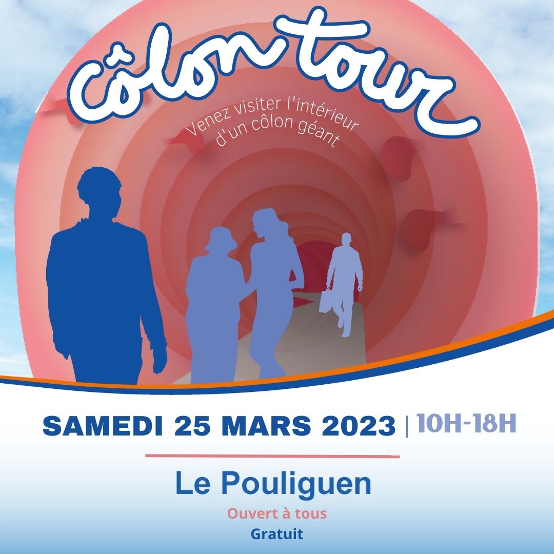 [#MarsBleu2023] Dans 10 jours, La Ligue et la Ville du Pouliguen accueillent une étape du Côlon Tour. Cette structure gonflable de 12 m de long représente l'intérieur du gros intestin. Le public est invité à le visiter pour comprendre comment se développe le #cancer #colorectal.