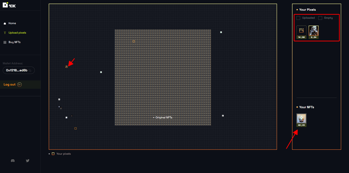 10kNFTverse's tweet photo. 👀The process of customzing your blank pixels outside the @10kNFTverse pixel map. 

- Tooltips: hover description on the map
- Custom link 

#OCULES #NFTmint #NFTCommunity #NFTGiveaways https://t.co/lLAWu2I4QT
