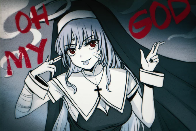 #神っぽいな #イラスト  色収差とトイカメラ風アクションでフィルターかけてみたらまじで相性良かった件