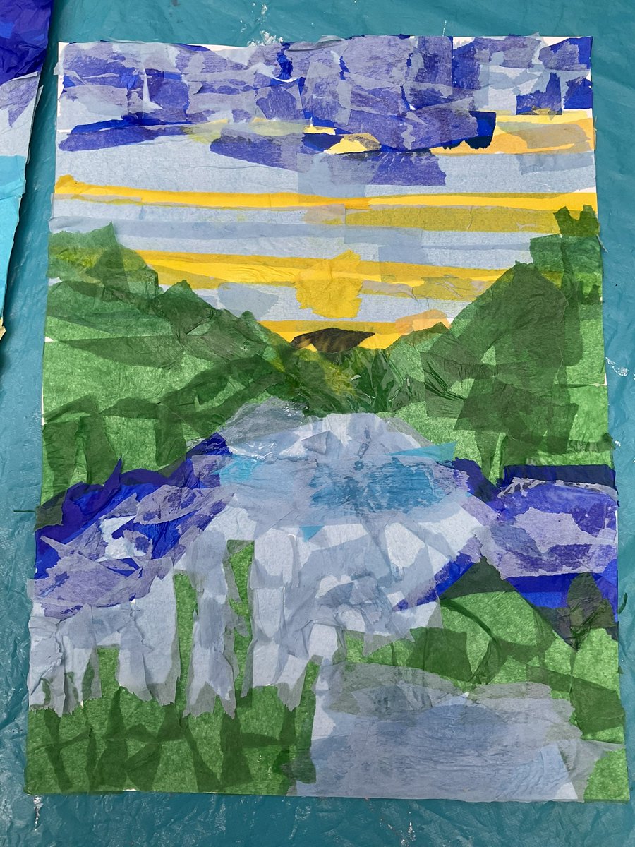 Kandinsky inspired tissue collages with our special educational needs groups