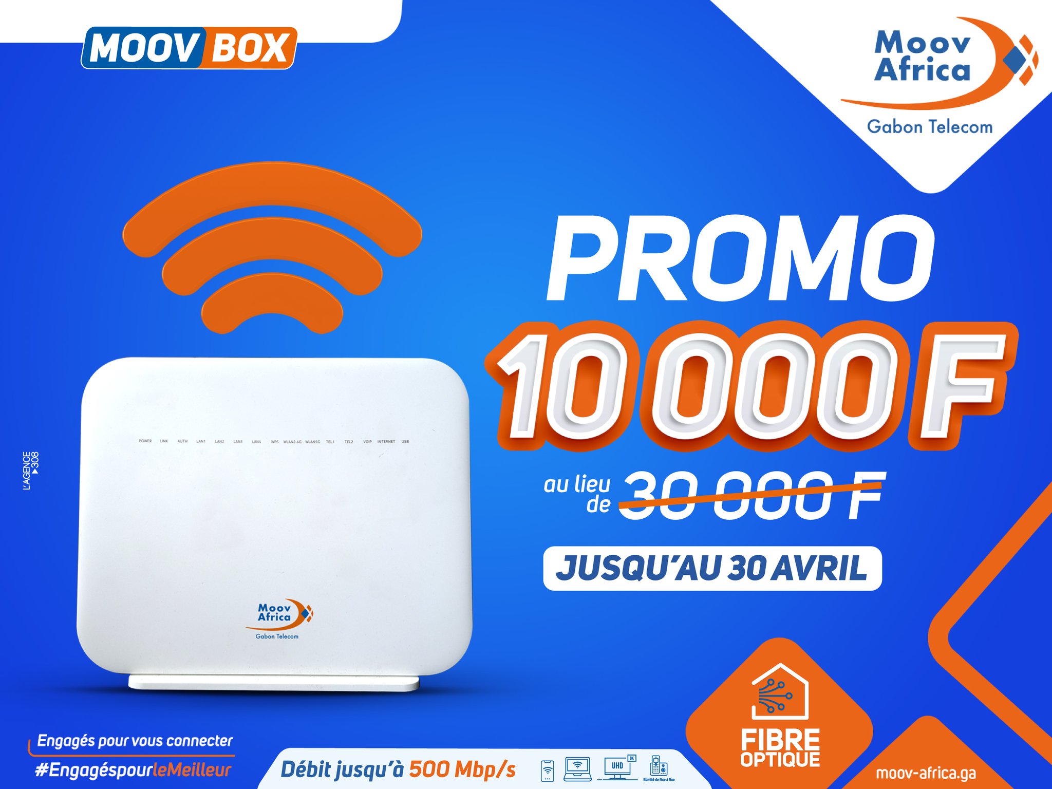 Moov Africa-Gabon Télécom - NOUVELLE BOX WIFI 4G+ 📲💻🖱 Légère 🙂. Petite  😚. Moins chère 😘. Le meilleur de l'Internet partout 🚕🏜🏡, tout le temps  ⏱ avec vous. 🦸‍♂️ Capacité: Jusqu'à 1️⃣5️⃣