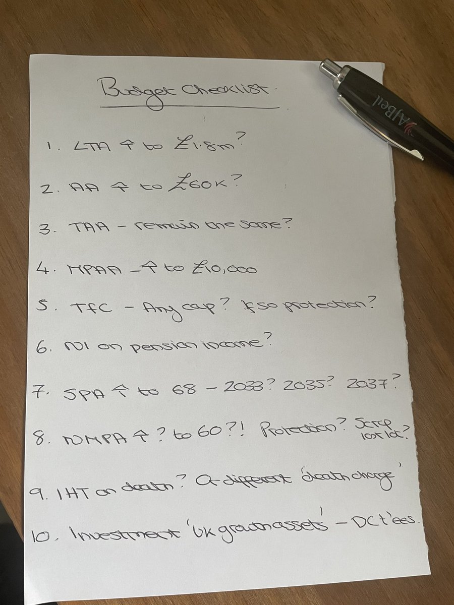 Got my checklist - all ready to go #Budget2023 #pensions