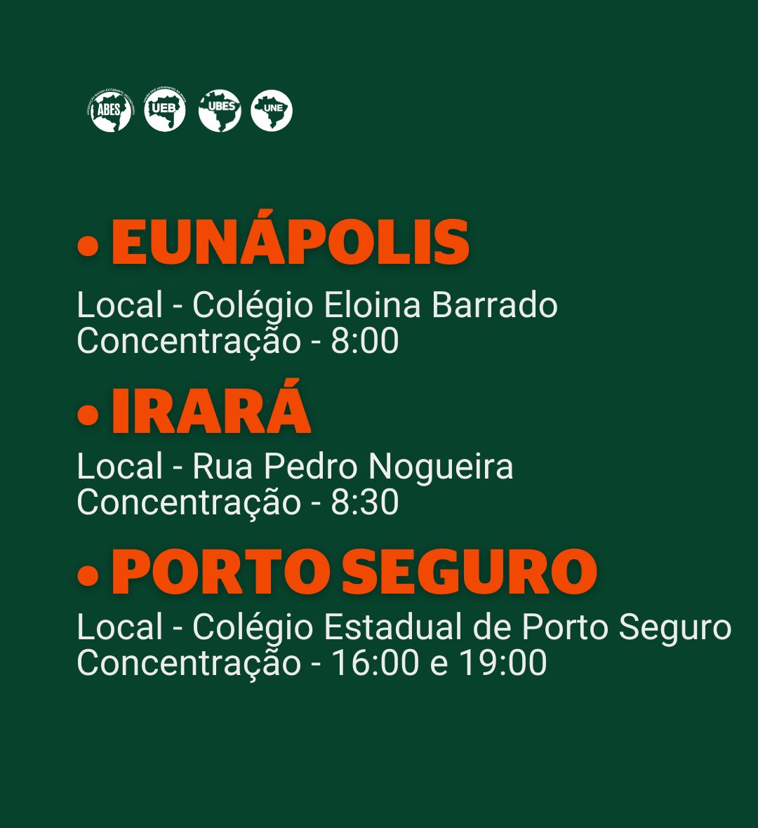 abes_oficial's tweet photo. HOJE A AULA É NAS RUAS DE TODA A BAHIA! 🔥

Confere a lista de municípios com atos confirmados pela #RevogaçãoDoNovoEnsinoMédio. https://t.co/3eHX9ECdld