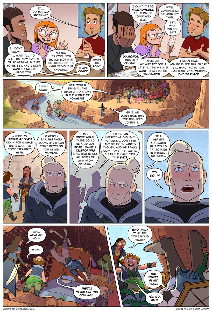 Is #indiecomics trending?
I draw Crystal Heart, a webcomic about friends playing a #ttrpg set in a world where people can replace their hearts with shiny gems that give them super powers and personality quirks. We've got conspiracies, mysterious ancient beings, and huge snakes!
