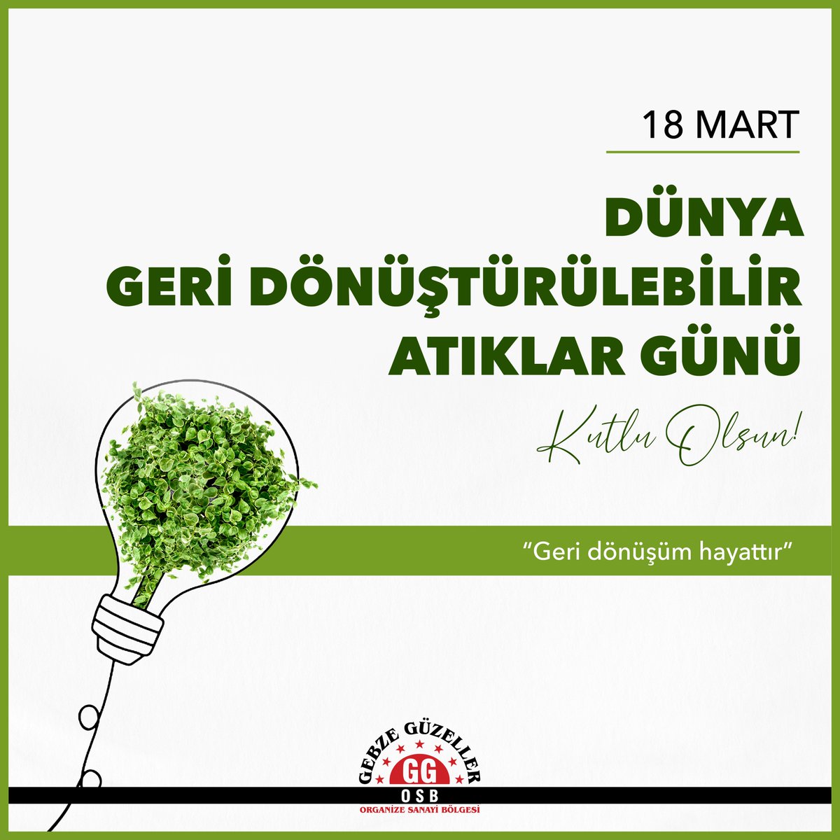 OsbGebze's tweet photo. Dünya Geri Dönüştürülebilir Atıklar Günü kutlu olsun!

#gebzegüzellerosb #tufan__saat #güzeller #osb #sanayi #industry #GüzellerOSB #kbb #GebzeGüzellerOrganizeSanayiBölgesi #Gebze #Darıca #Şekerpınar #Çayırova #Dilovası #Kocaeli https://t.co/wVd7OBPzOF