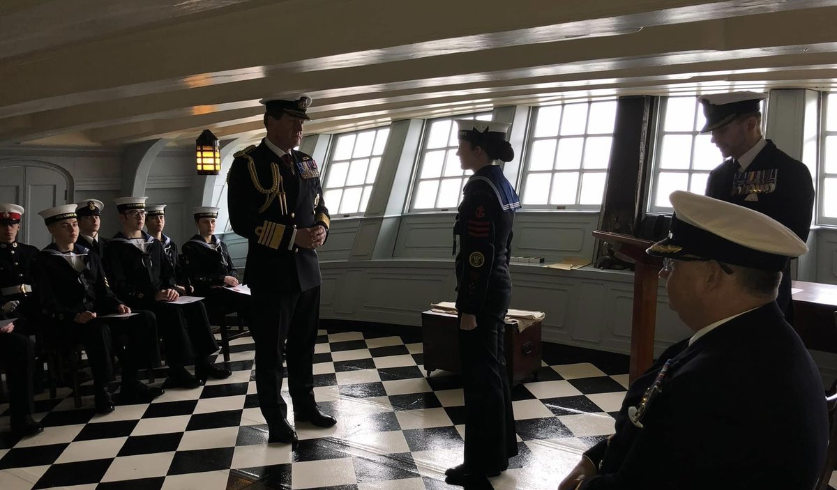 RFCAforWales's tweet photo. Congratulations to Leading Cadet Maisie of  @fishguardscc  (West Wales District) on her investiture as the First Sea Lords Cadet for South West Area 2023.
The Area Officer, Cdr Gary Mills RN  joined the prestigious event on board HMS Victory last month. https://t.co/RIuUXwkqfw