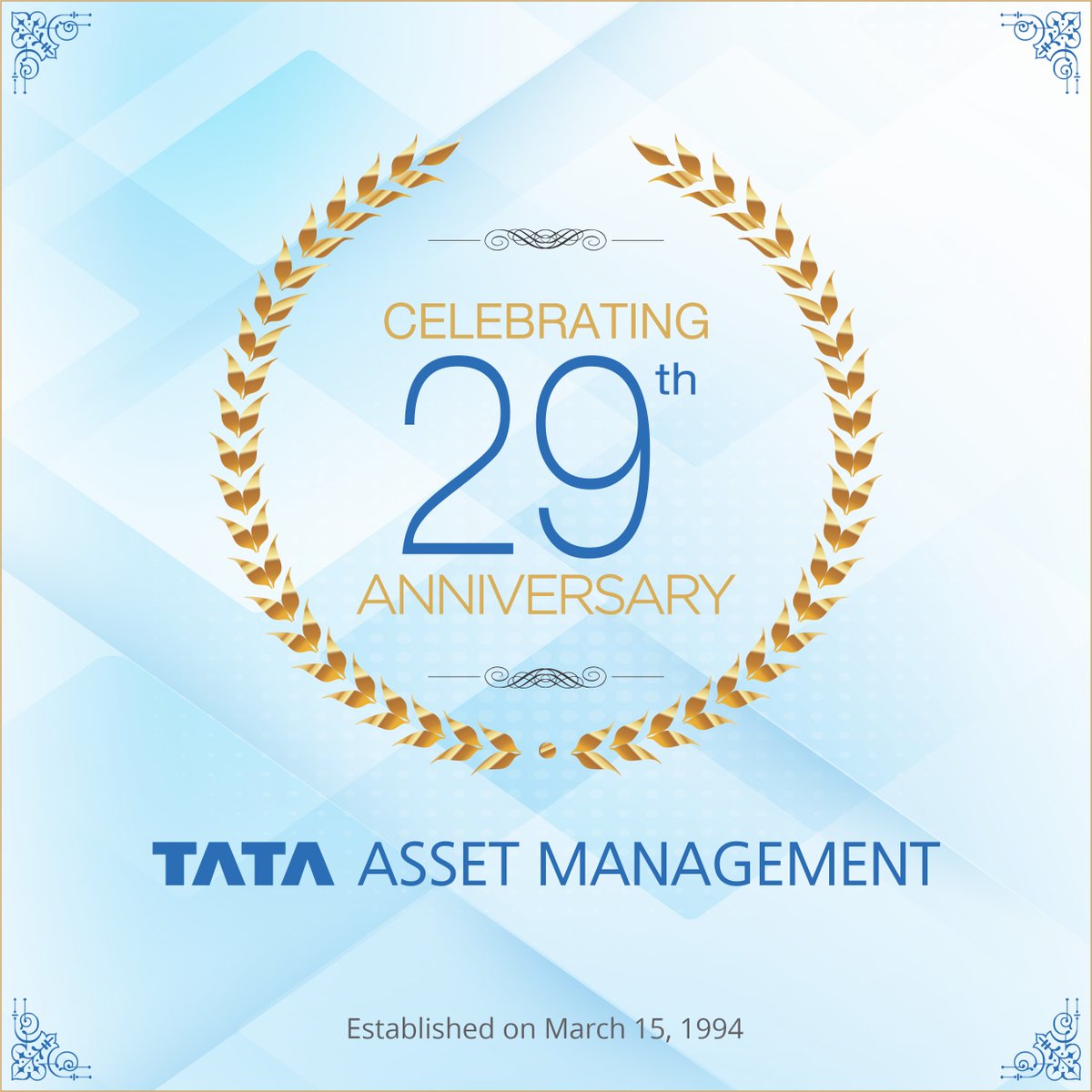 TataMutualFund's tweet photo. Today, we celebrate 29 years of Tata Asset Management on our Foundation Day! We're grateful to our investors and partners for their support, helping us create wealth and empower financial journeys. Here's to many more years!
#TataAssetManagement #29YearsStrong #FoundationDay https://t.co/nlmwdvYL4f