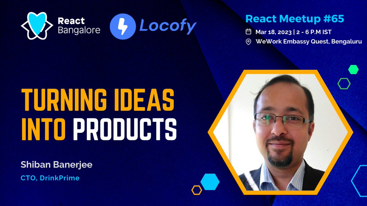 ReactBangalore's tweet image. ✨ @ShibanBanerjee will share his experience in turning ideas into products at our React meetup on March 18th.

Register to join us at the meetup
meetup.com/reactjs-bangal…