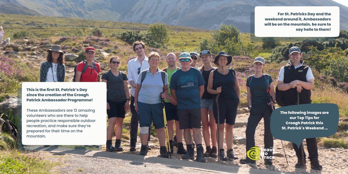 LeaveNoTraceIrl's tweet photo. Climbing Croagh Patrick this St. Patrick’s Weekend? Then we have some top tips for you! ☘️
#CraoghPatrick is 764m tall, with the base of the mountain at sea level, meaning that you climb every one of those meters!
1/2 https://t.co/iZtkFMwfky